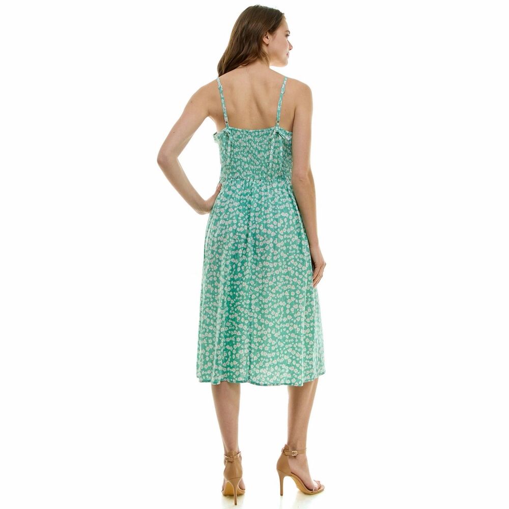 Lily Rose Squareneck Molded Cup Side Slit Midi Dress XL Rayon Linen Sundress - Picture 12 of 12